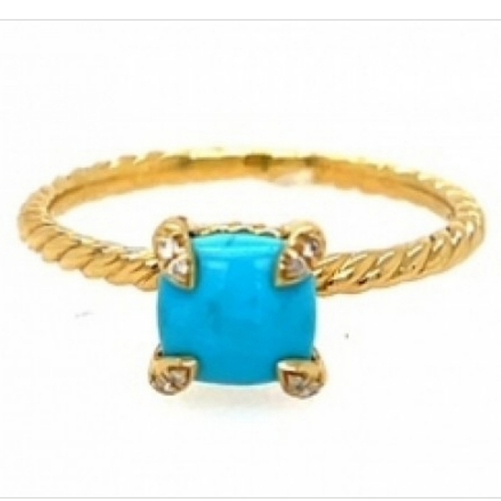 18K David YURMAN Turquoise Ring in Yellow Gold Gorgeous - Picture 4 of 6